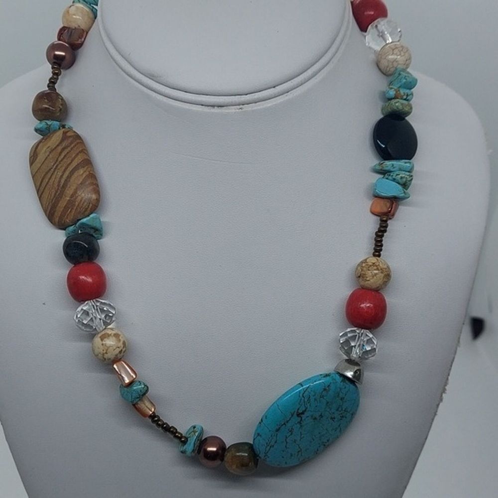 Faux mixed stone necklace